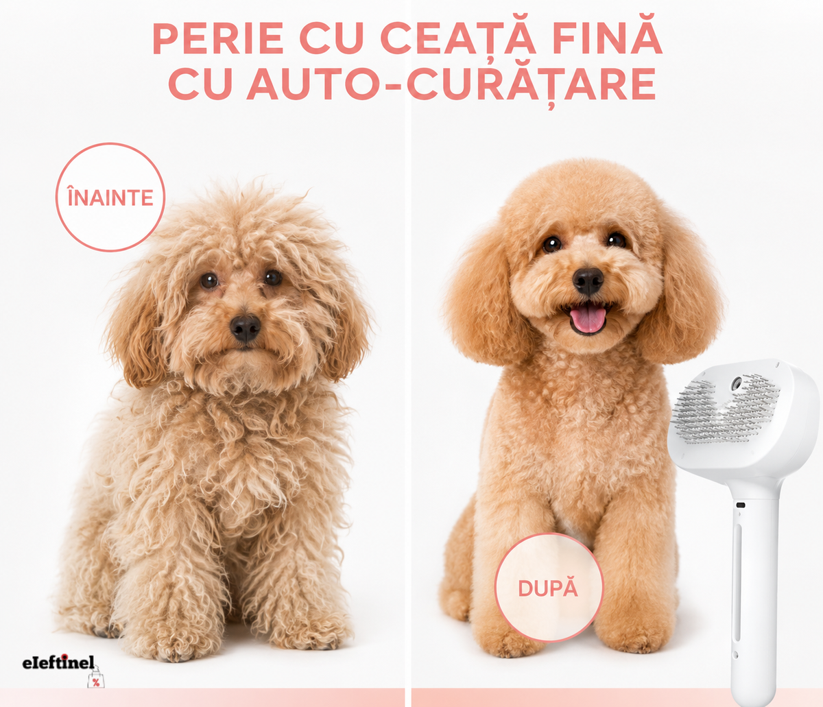 Perie cu Ceață Fină pentru Câini și Pisici, cu Auto-Curățare