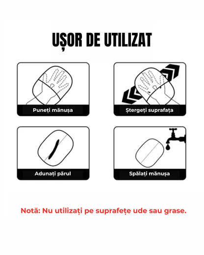 Mănușa Super-Clean pentru îndepărtarea părului de animale