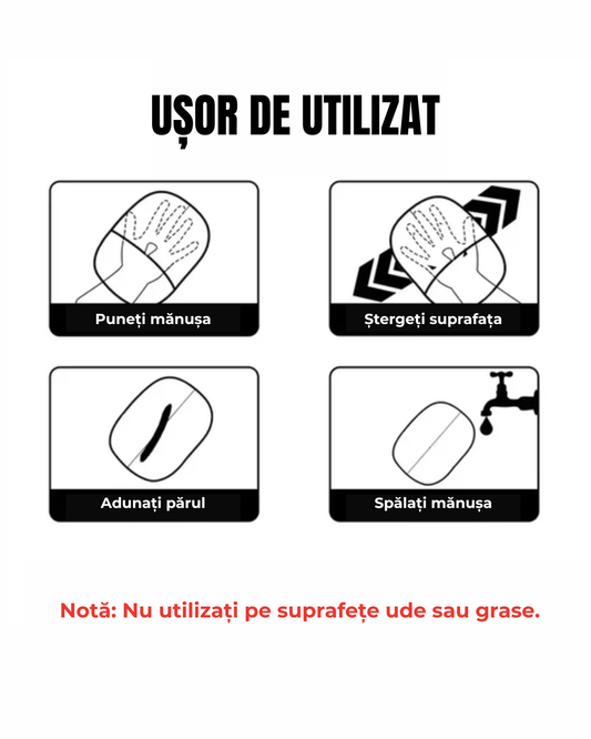 Mănușa Super-Clean pentru îndepărtarea părului de animale